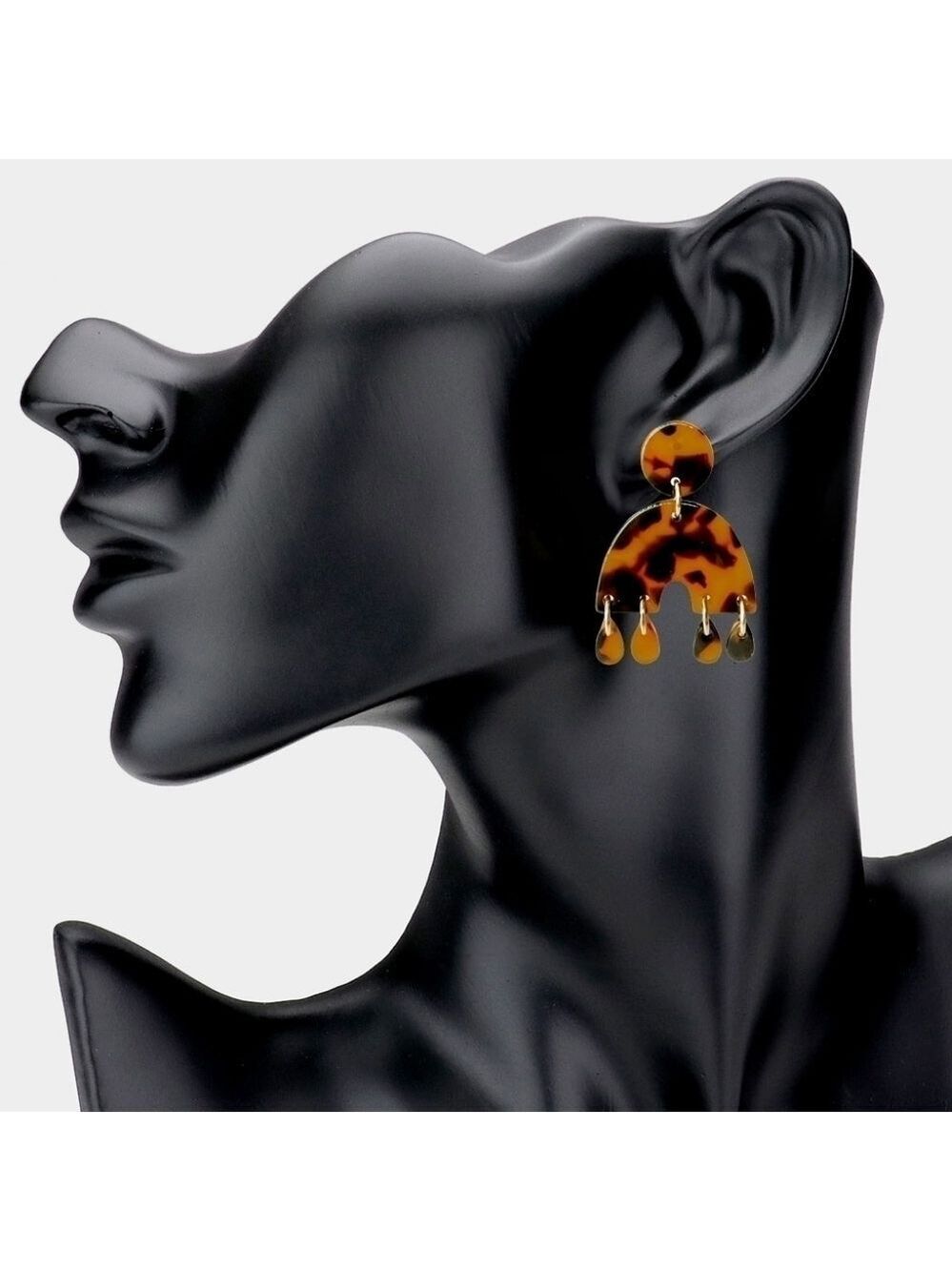 NEW Small Tortoise Boho Brown Arch Abstract Resin Earrings